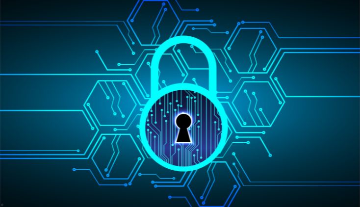 A digital image of a lock for protection online.
